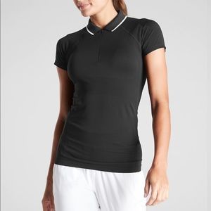Athleta Momentum Polo Tee In Black